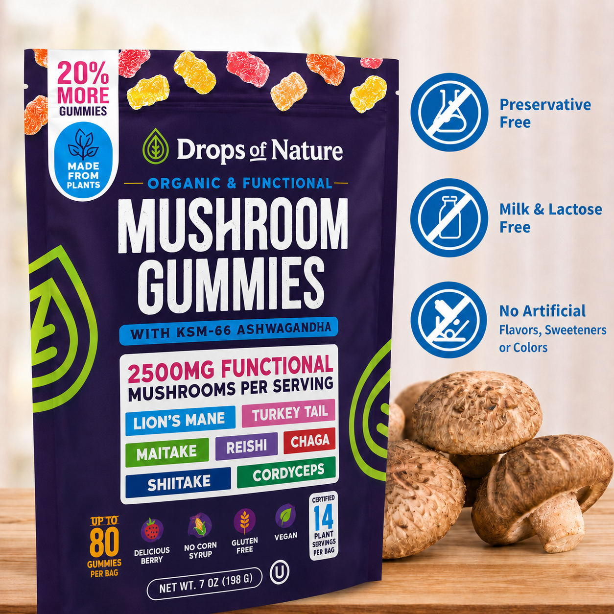 Daily Focus Mushroom Energy Gummies