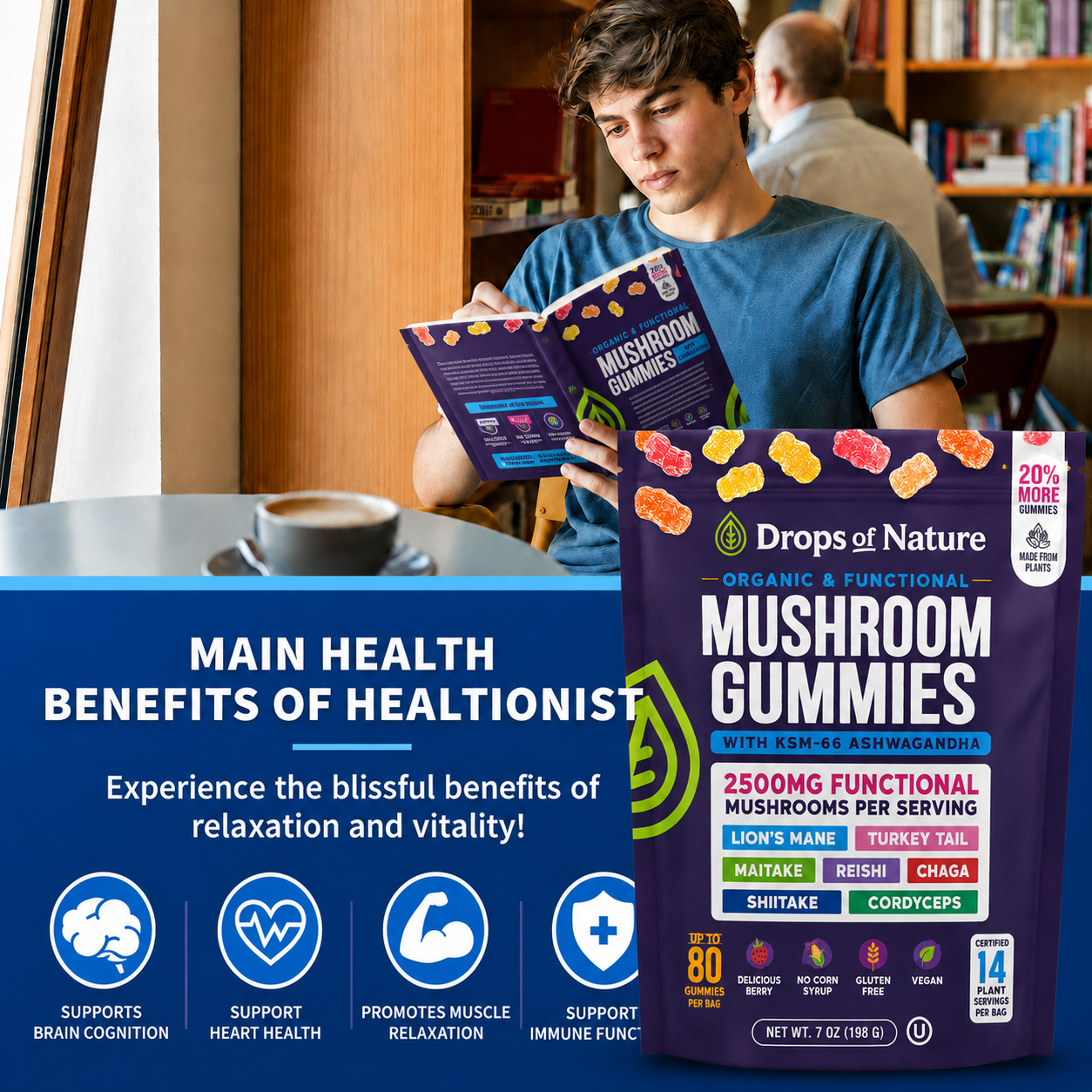Daily Focus Mushroom Energy Gummies